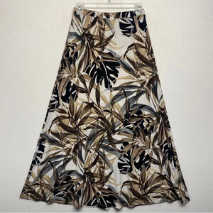 Dressbarn maxi Skirt Neutral Leaf Print‎ S Petite